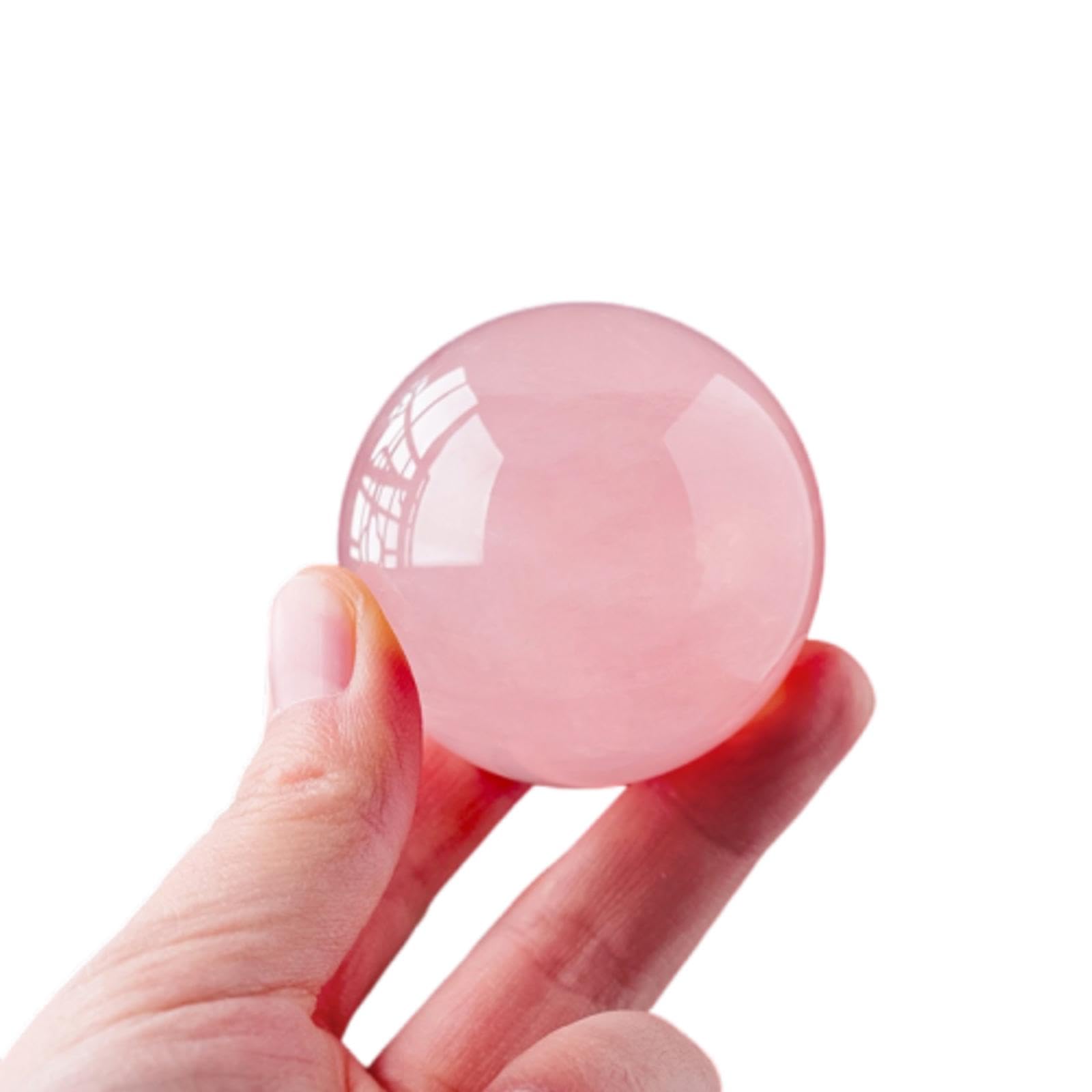 AARTERZZA Rose Crystal Ball Ornaments Hibiscus Rough Stone Polished Home Office,40~50mm