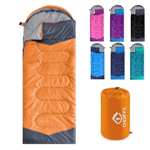 oaskys Camping Sleeping Bag - 3 Season Warm & Cool Weather - Summer, Spring, Fall, Lightweight, Waterproof for Adults & Kids - Camping Gear Equipment, Traveling, and Outdoors