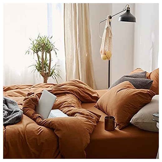 Omelas Caramel Pumpkin Duvet Cover Queen Size Burnt Orange Rust Modern Minimalist Style Solid Color Bedding Sets 3 Pieces Soft Microfiber Comforter Covers with Zipper Closure for Women Men