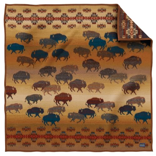 Pendleton Jacquard Wool Throw, Large 64' x 64', Soft and Warm...