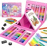 Spardar kit Disegno per Bambini, 240 Pezzi Valigetta Colori Deluxe con Cavalletto a tre Ante, Kit da Disegno con Pastelli a Olio, Pastelli, Pennarelli, ecc., Regalo per Bambini Principianti