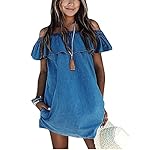 Women’s Blue Jean Dress Off Shoulder  Short Sleeve Loose Denim Mini Dress www.denim.fit
