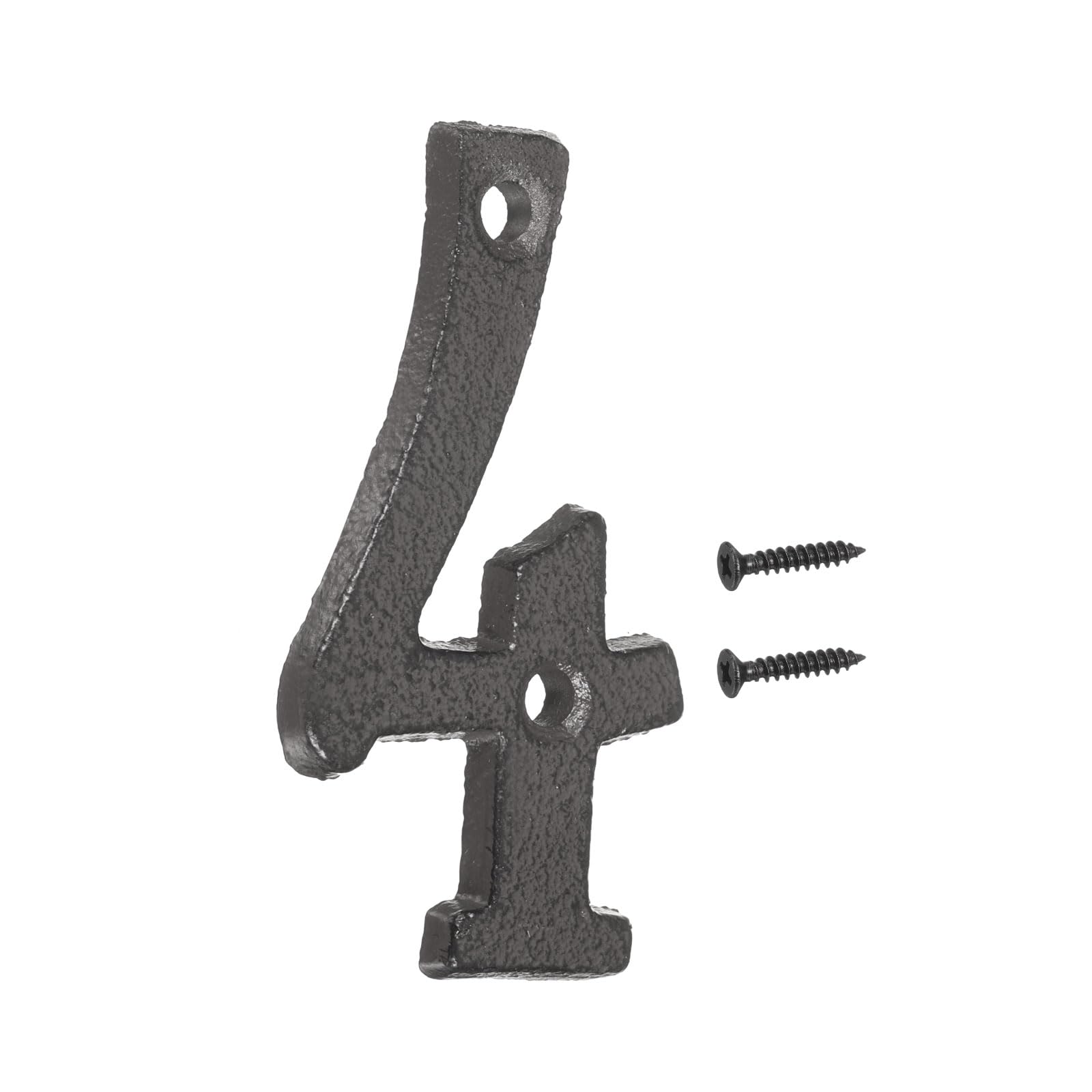 sourcing map House Numbers and Letters, 75mm Cast Iron Metal Vintage Address Numbers for Outside, Solid House Number with Screws for Apartment Office Hotel Room Signs(Number 4)
