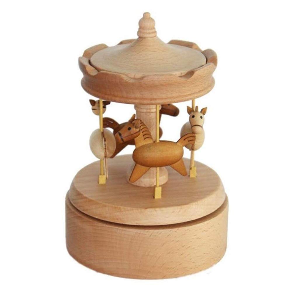 Amazon.co.jp: カルーセルオルゴール 木製メリーゴーランド馬