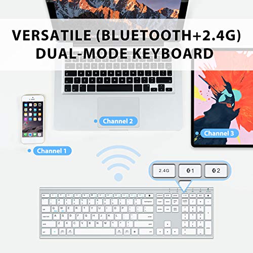 Bluetooth Keyboard, iClever DK03 Wireless Keyboard Multi-Device Keyboard, Dual Mode (Bluetooth 4.2 + 2.4G) Ultra-Slim… - Image 3