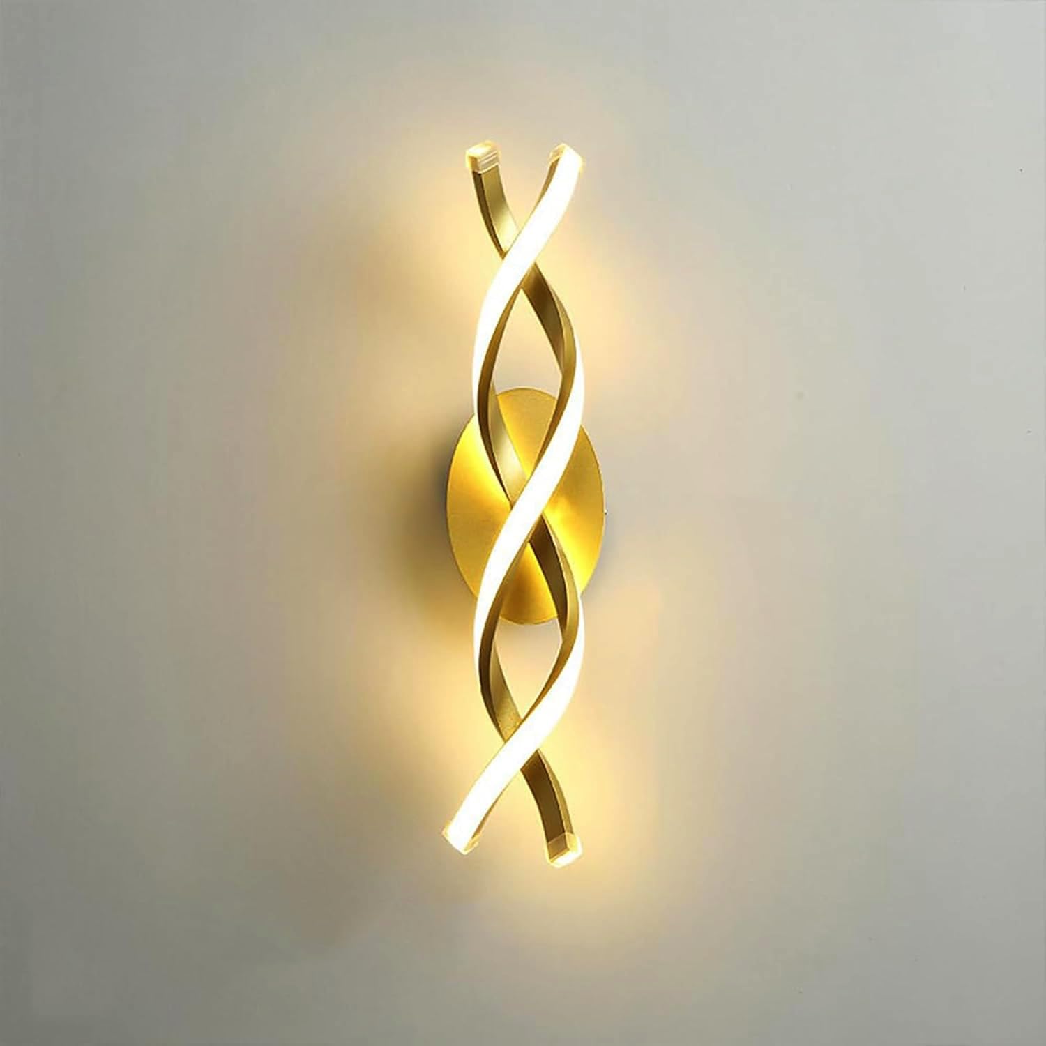 Groeien Modern 3 Color LED Wall Sconce Golden Curl Wall Light for Bedroom Living Room Corridor Lighting Fixtures Wall Mount(Warm+Natural+Coolwhite)(GoldenCurl)