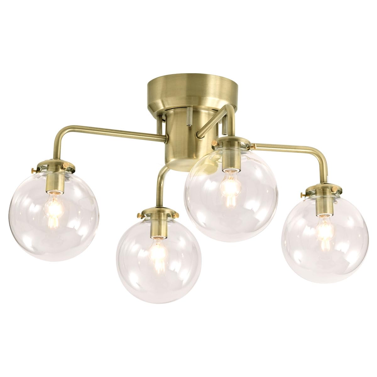 Amazon.co.jp : ぼん家具 シーリングライト ガラス ゴールド 4灯 E17 6