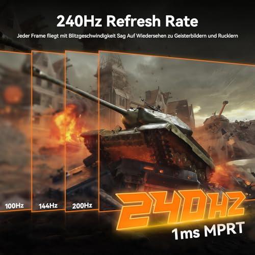 CronusPro 24 Zoll Curved Gaming Monitor, 240Hz, 1ms MPRT, AMD FreeSync, FHD 1920 x 1080, 3000R, VA Panel, 16:9, sRGB 100%, HDR, Eye Care, HDMI/DisplayPort, VESA Mount 75 * 75mm, PC Bildschirm Schwarz 4