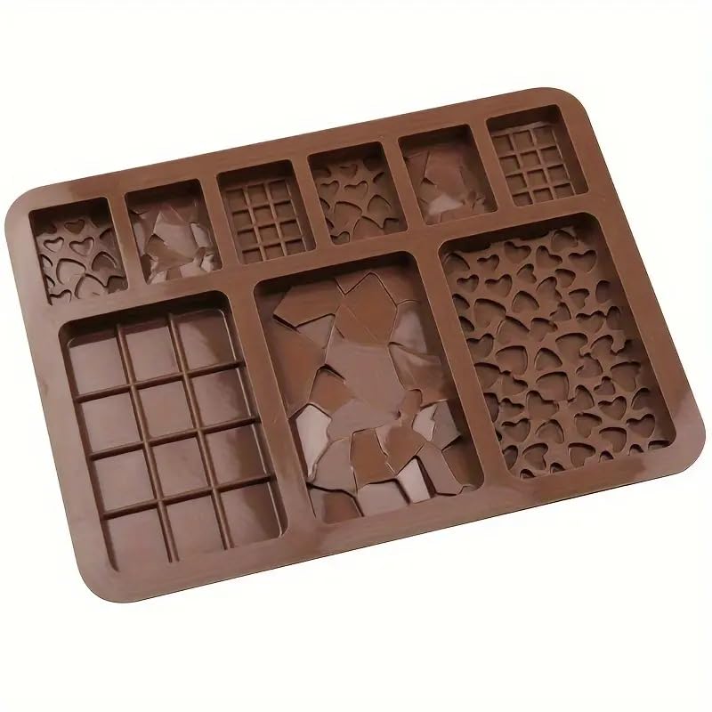 Image of Silicone 9 Cavity Multi Bar Chocolate Mold /Chocolate Making And Shaping Mould /Waffle Shape Chocolate Mould For Jelly, Candy, Fondant,20X15X2.5 Cm