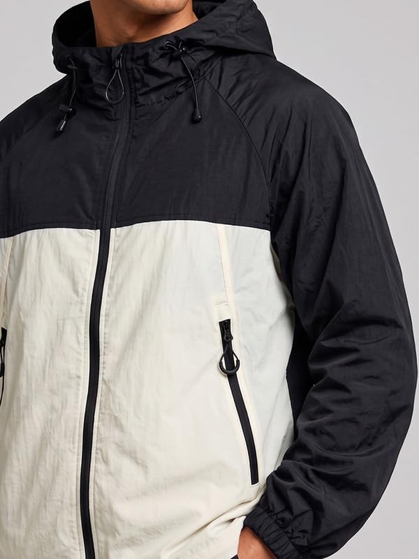 Image of CHKOKKO Windcheater Jacket For Men With Hood UPF 50+ UV Sun Protection | Lightweight Breathable Water-Repellent Windbreaker | Nylon Fabric Outdoor Running Biker Dailywear Jacket