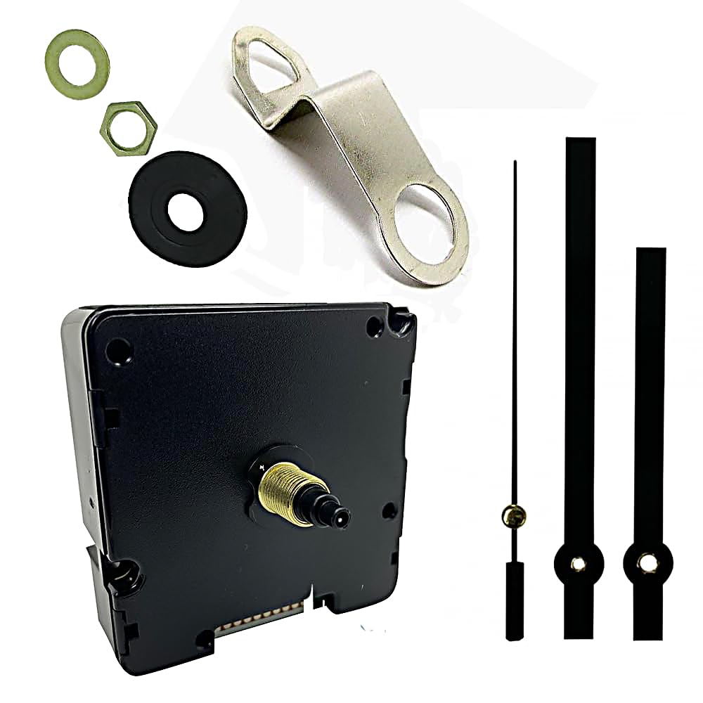 Ticking Battery Operated Automic UK Radio Controlled Clock Movement Mechanism/Motor Quartz MSF Signal (1, 119mm Black Metal Hands)