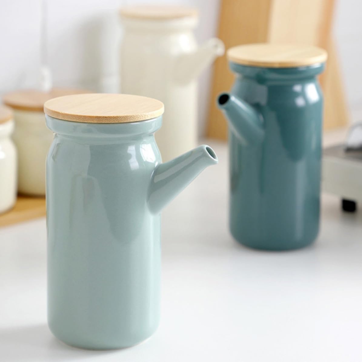 Set di Barattoli per Condimenti in Coperchio e Cucchiaio, Facile da Pulire, per Cucina Domestica, Contenitori Spezie Eleganti