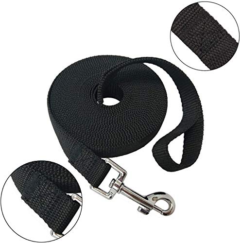 Image of Nylon Dog Training Lead Dog Leash Long Leash 10 Ft Long Leash for Dogs (1 inch Inch Wide) (Black, 10 FT)