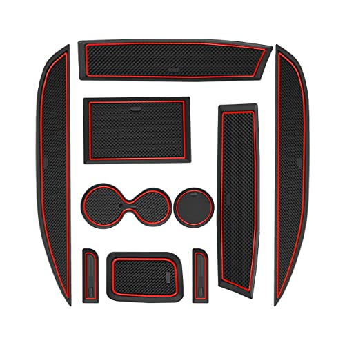MARCHFA Lot de 10 Tapis Anti-poussière pour Clio 4 2013-2019 - Accessoires personnalisés pour Porte-gobelets, Console Centrale, Porte, Sac, Bordure Rouge Cover