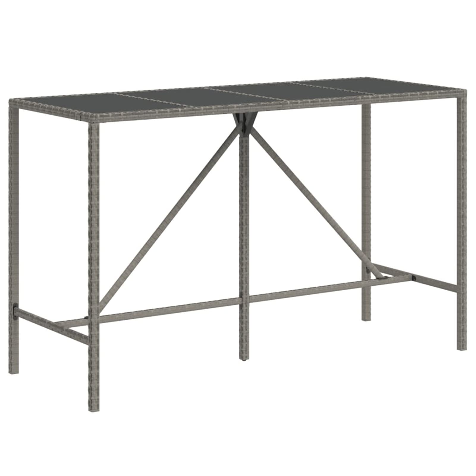 Juego de bar de jardín de 11 piezas, ratán sintético gris y madera maciza de acacia, juego de comedor de jardín, juego de muebles de exterior, mesa y sillas de jardín, terraza para patio y bistró 11