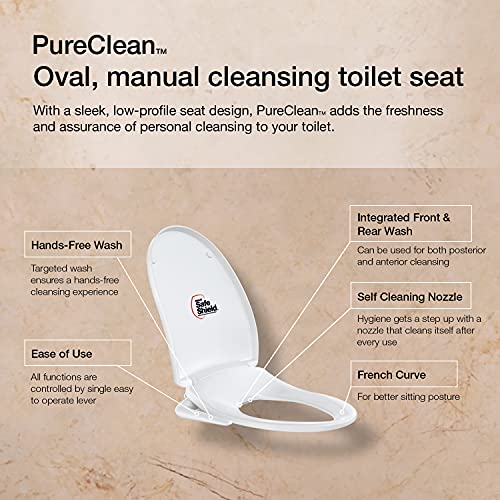 KOHLER-PureClean-Oval-Bidet-Toilet-Seat-with-Self-Cleaning-Nozzle-Retractable-wand-Front-and-Rear-wash-Water-pressure-control-through-Easy-to-use-Lever-White-Oval-Plastic KOHLER PureClean Oval Bidet Toilet Seat, with Self Cleaning Nozzle, Retractable wand, Front and Rear wash, Water pressure control through Easy-to-use Lever (White, Oval, Plastic)