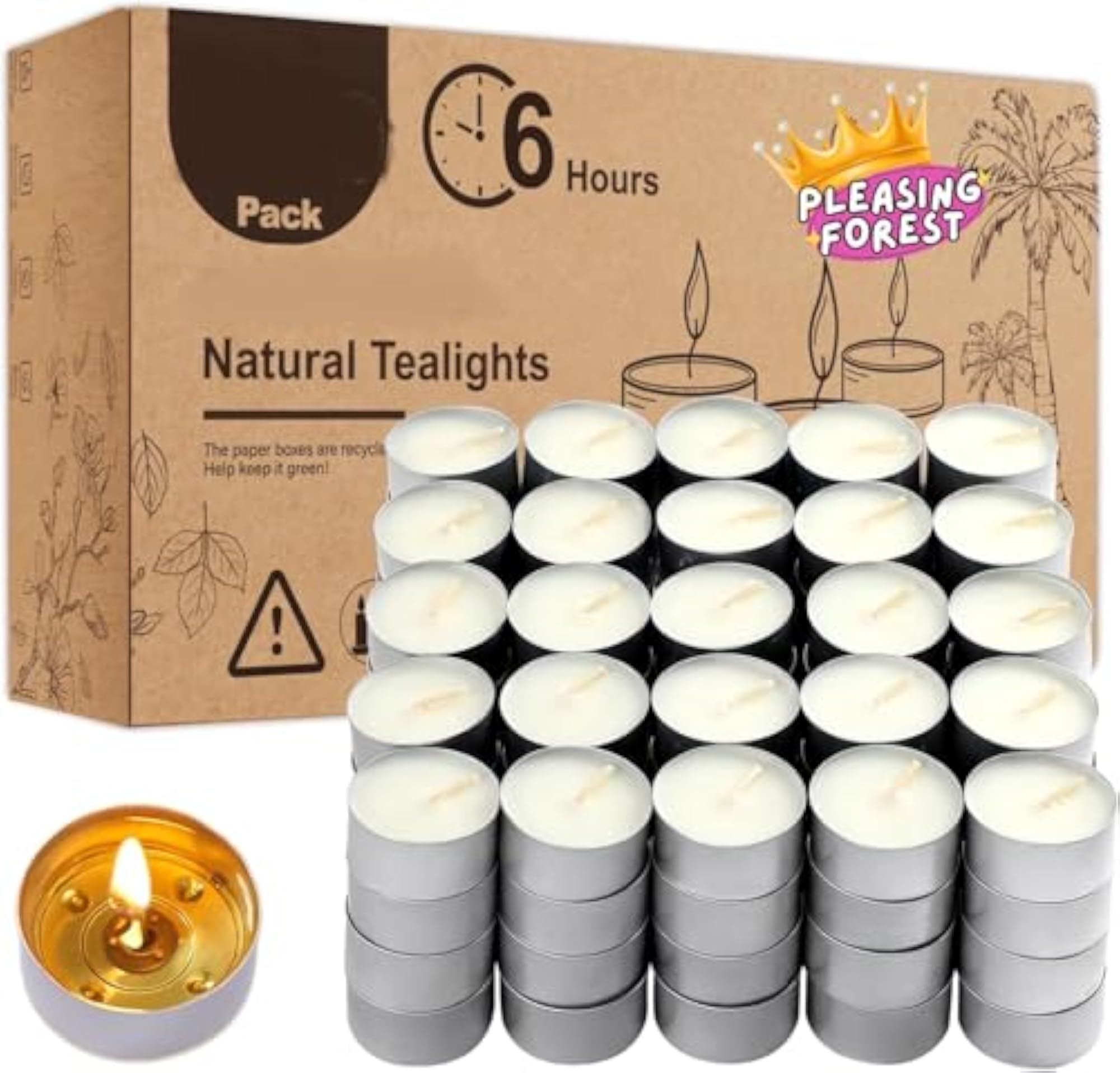 20-Pack Pure Bees Wax Tea Light Candles, Vanilla Bean