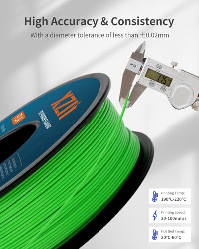 Image of PLA Filament 1.75mm Green 1KG, Neatly Wound, 3D Printer Filament Dimensional Accuracy + /- 0.02mm, 1kg Spool(2.2lbs) Fit Most FDM 3D Printers