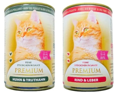 My Happy Pets Premium Katzenfutter 2 Sorten feine Stückchen in Sauce 40 x 415g Cover