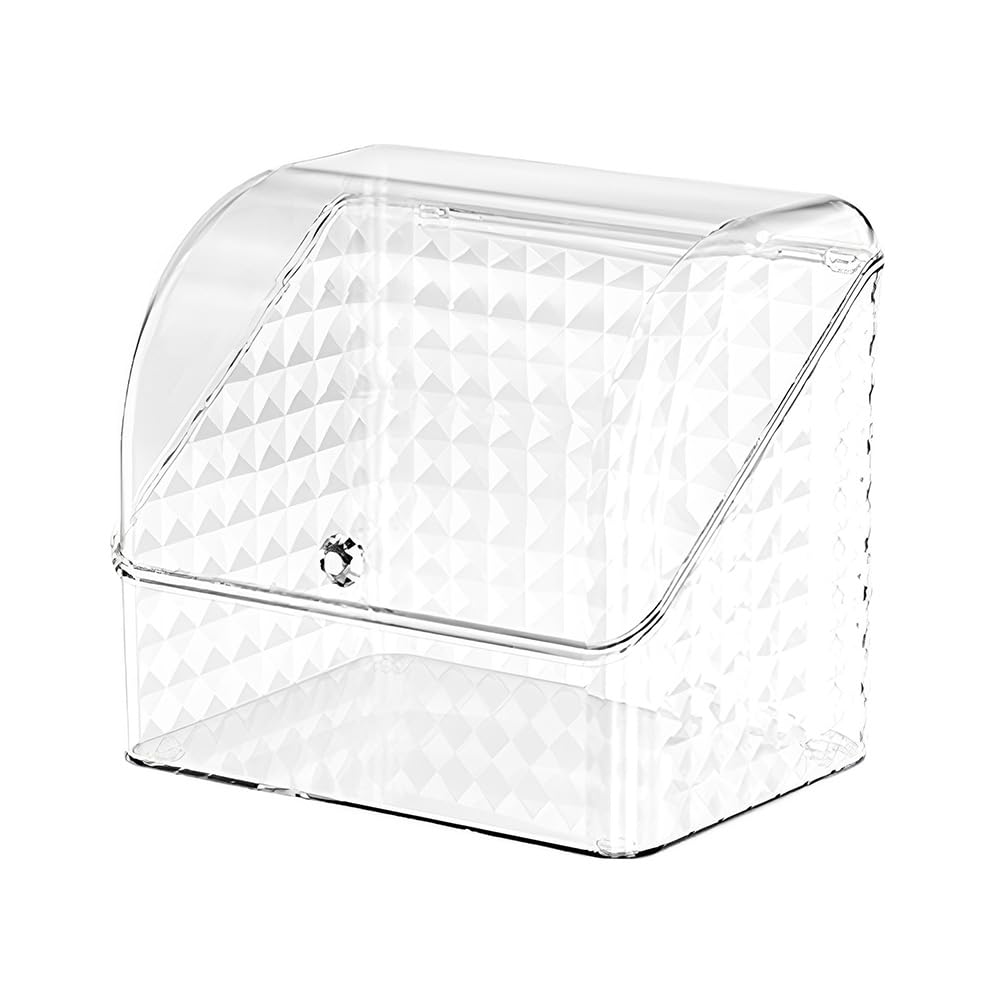 Large Clear Cosmetic Makeup Organizer with Lid, Desktop Cosmetics Box Tabletop Cosmetics Holder, Dresser Top Organizer Case for Cosmetics, Lotion,