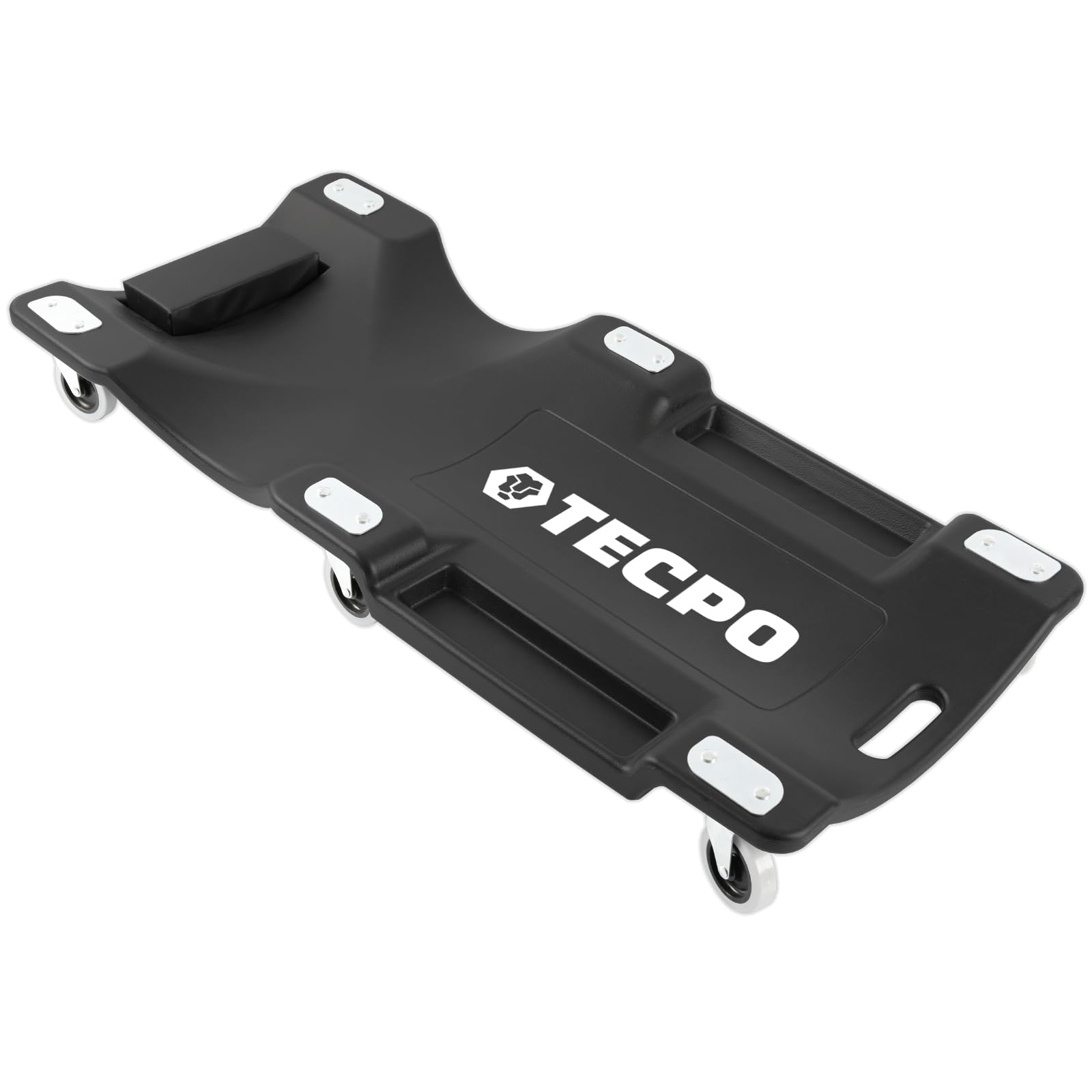 TECPO KFZ Rollbrett Werkstatt Rollliege Montageliege Werkstattliege Montagerollbrett 103 x 48 x 13cm mit 300kg Tragkraft und Kopfstütze, Werkzeugablage
