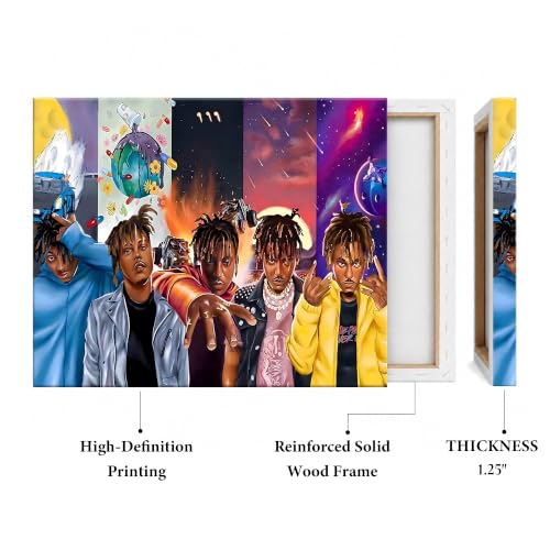 Image of Juice WRLD Canvas Wall Art, Rapper Collage Poster Print, Hip Hop Music Artwork for Bedroom Studio Gaming Room Decor, Vibrant Album Cover Picture Print Framed Music Wall Painting 16X20