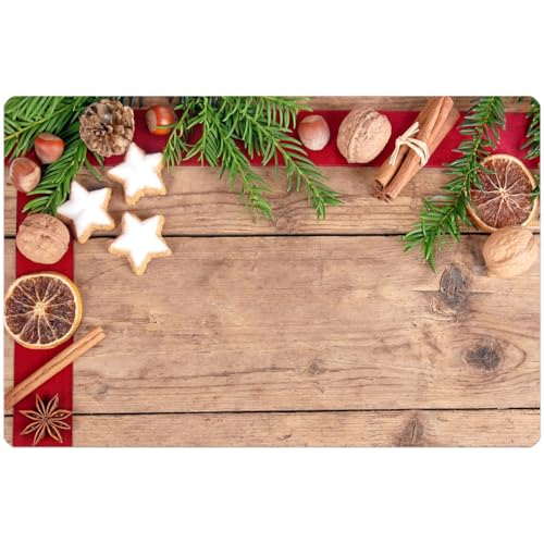 Weihnachts Tischsets 6er als abwaschbare Weihnachten Tischdeko -...