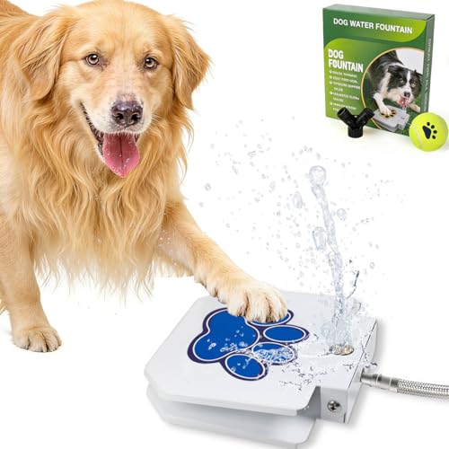 KEFIY Dog Water Fountain Step On Outdoor Dog Water Sprinkler for Large Dogs with Upgrade Copper Valve Set & Stainless Steel Hose Easy to Use Fresh Water to Drink