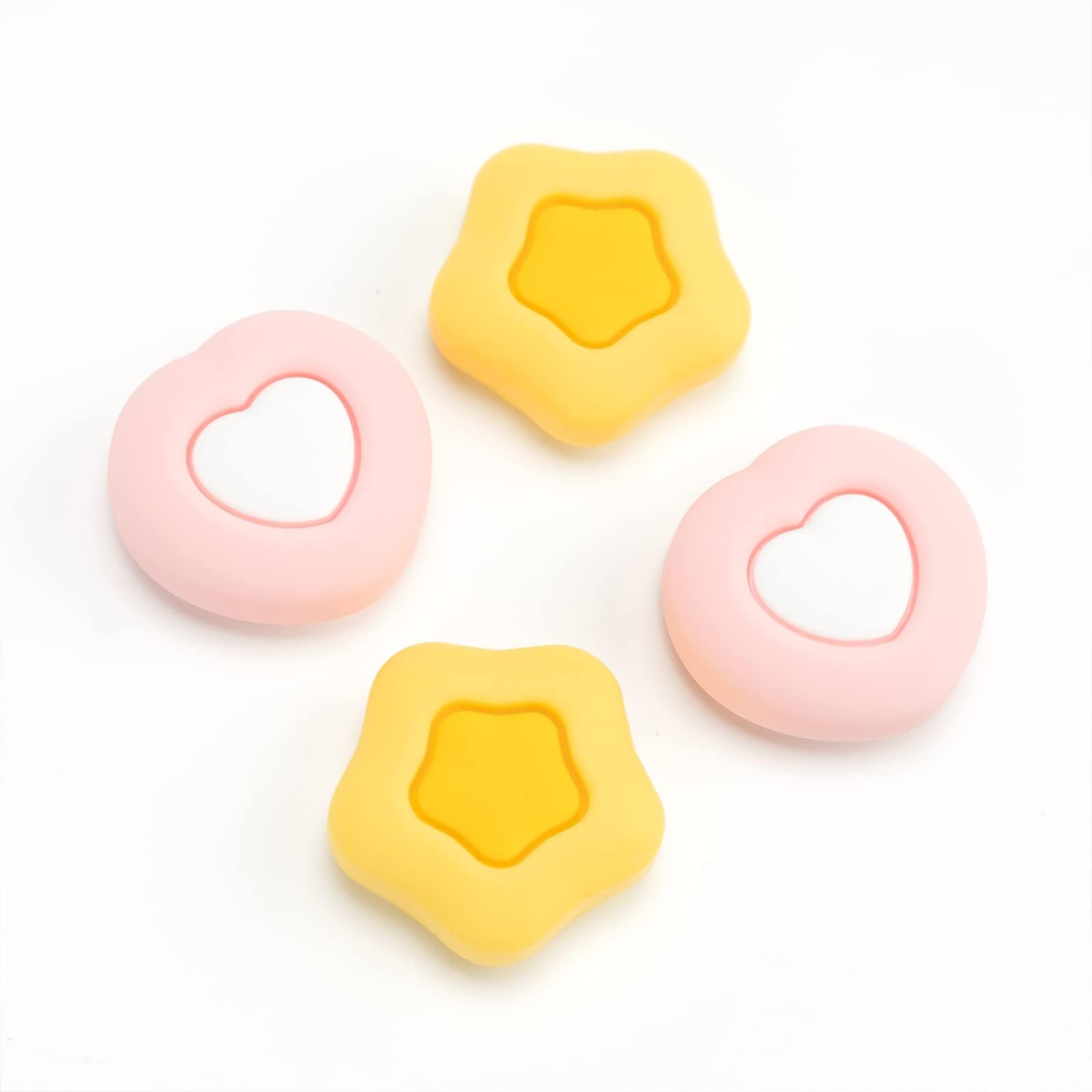 – Cute Silicone Thumb Grip Caps, Joystick Cover Compatible with Switch/OLED/Switch Lite, 4PCS - Cream Heart (Pink)