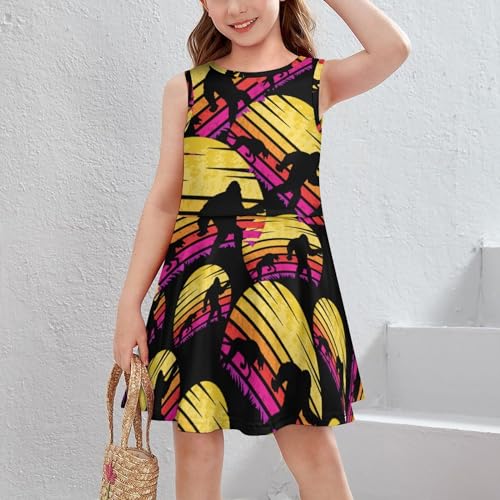 Bigfoot Cheetah Sunset Vintage Fashion Girls Dress Tank Top Everyday Summer Dresses Sleeveless Holiday Skirt2