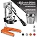 Eurolux Cast Iron Citrus Juicer | Extra-Large Commercial Grade Manual Hand Press | Heavy Duty Countertop Squeezer for Fresh Orange Juice (Bonus Stainless Steel Cup) (Red)