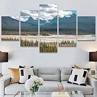 SIGNWIN 5 Panel Canvas Wall Art Mountainscape for Home Decorations Ready to Hang - 60
