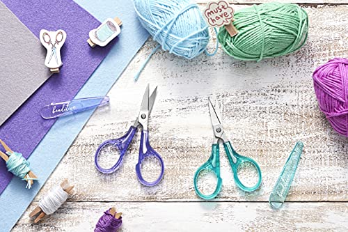 Beaditive Detail Craft Scissors Set (2 Pc.) Curved and Straight, Sharp, Compact | Sewing, Embroidery, Paper Cutting, Crafting | Stainless Steel | Protective Cover (Green) 4 51IS iUMNRS