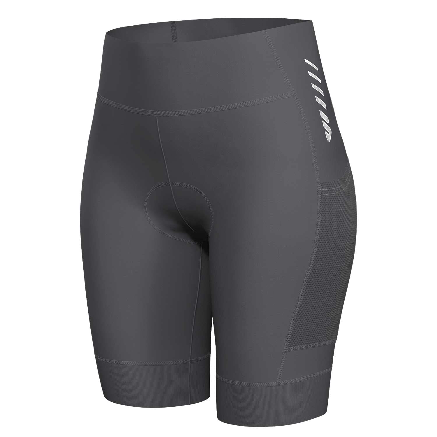 Lo.gas Pantaloni da ciclismo da donna, imbottiti, da ciclismo, da donna, a vita alta, elasticizzati, traspiranti, con tasca