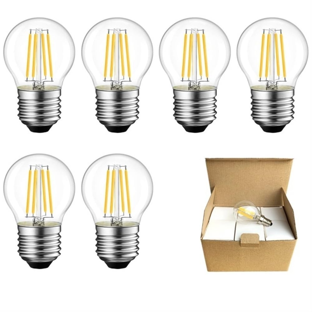 HongHeFu, Paquete de 24, lámpara de filamento LED G45 AC220V 4W/6W Edison Retro personalidad creativa bombilla Led luz decorativa(Warm White 3000K,E27-4W)