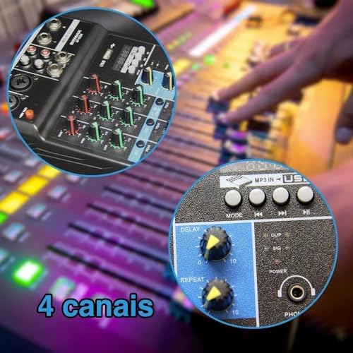 Console Mesa Som Profissional 4 Canais Delay Repeat Estéreo GF-6184