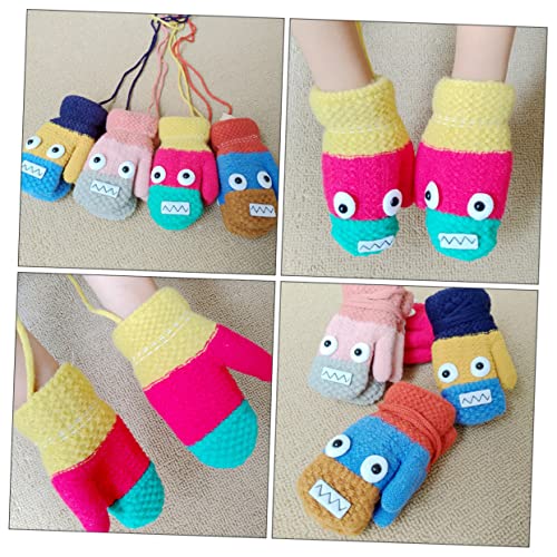 4pairs Portable Compact Boys and Girls Gloves Winter Gloves for Boys Girls Cartoon Design2