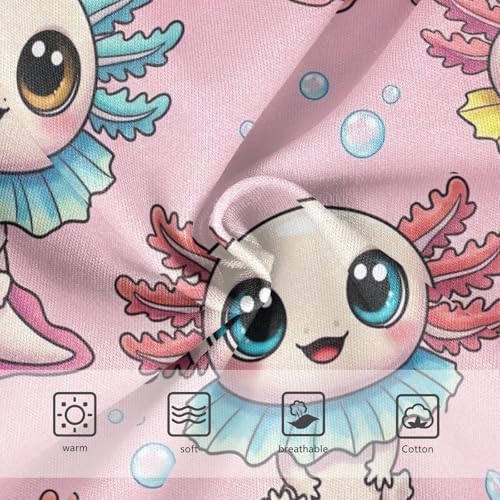 Toddler Girl Panties, Cute Cartoon Axolotls Pink Girls Cotton Underwear, 2–8 Years3