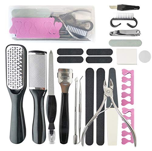 Professional Pedicure Tools Set 23 in 1, Nail Toenail Clipper Foot Care Kit,Stainless Steel Foot Rasp Foot Peel and Callus Clean Feet Dead Skin Tool Set for Women Men Salon or Home