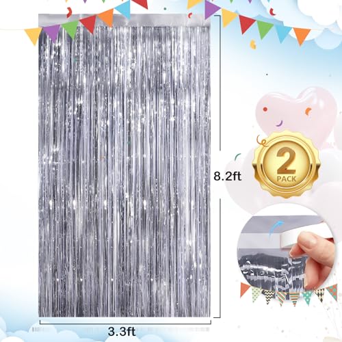 Fringe Curtain Party Streamers 3.3x8.3 Ft Foil Fringe Backdrop Curtains for Birthday Wedding Bridal Baby Shower Holiday Tinsel Streamers Black Party Decorations Door Streamers… - Image 4