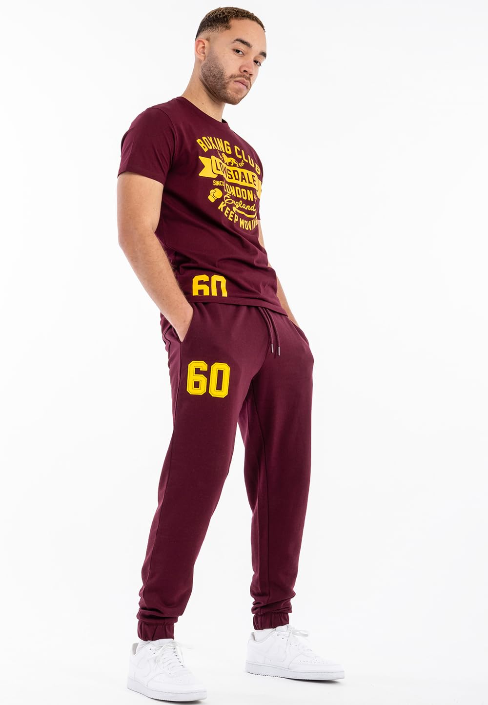 Lonsdale London SUMBURGH Uomo Pantaloni Tuta Borgogna