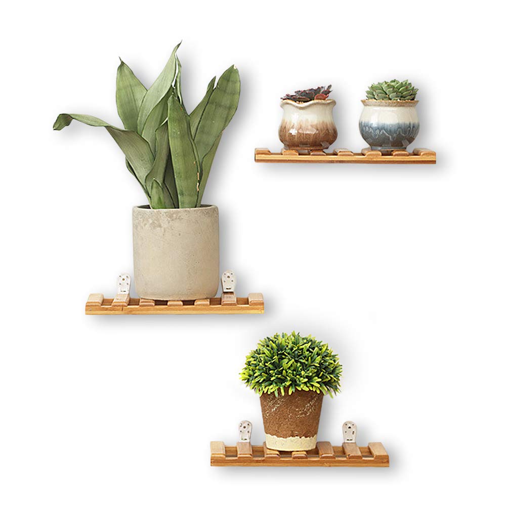QUMENEY Estante flotante de madera para pared, 3 unidades, estante flotante para colgar en la pared, organizador de almacenamiento para sala de estar, baño, cocina