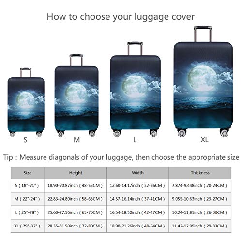 TRAVELKIN Travel Elastic Spandex Suitcase Protector Case, 18/24/28/32 Inch Suitcase Protective Cover, Thickened and Washable Luggage Cover (L(25"-28" luggage), Moonlight)2