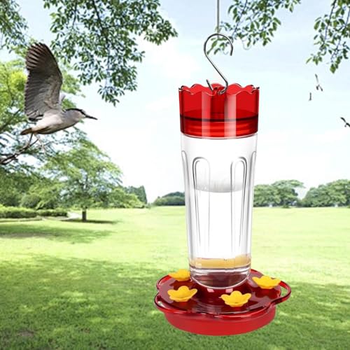 Image of HEAVENGLOW Hummingbird Feeder 15oz Hanging Bird Feeder with 5 Feeding Ports, Leak Resistant Water Feeder, Outdoor Garden Bird Feeder, Transparent PP Feeder with Hook