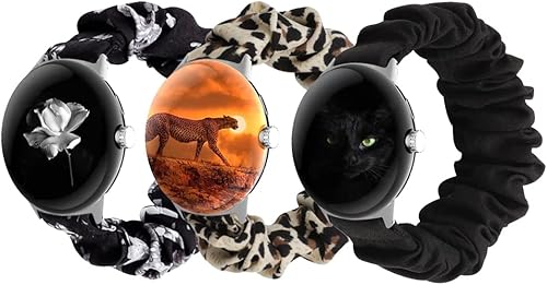 Miniatura 8 de GTHY Compatible con Google Pixel/Pixel 2/Pixel3 de 1.614 pulgadas, bandas elásticas con patrón de tela, correa de reloj de tela suave, lagre