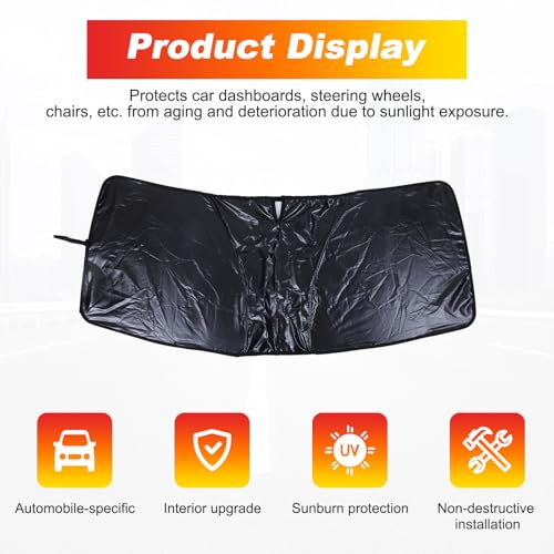 Bekantogy Car Windshield Compatible with Land Rover Defender 90 110 130 2020-2024 Sun Shade Windshield Sunscreen Heat Shield Front Windshield Sun Shade Folding Sunshade UV Protection (Black) - Image 3