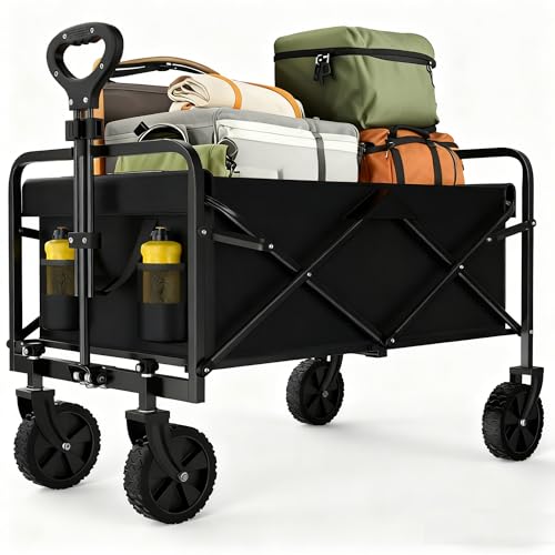 OLIXIS Wagon Cart, Heavy Duty 360 LBS Foldable Collapsible Wagons