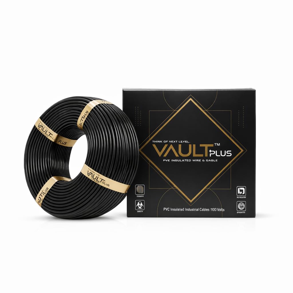 VAULTPlus Black 2.5 Sq Mm CCA Copper Electrical Wire – 90 Meter | Heavy Load Flexible Cable for Home & Industrial Wiring