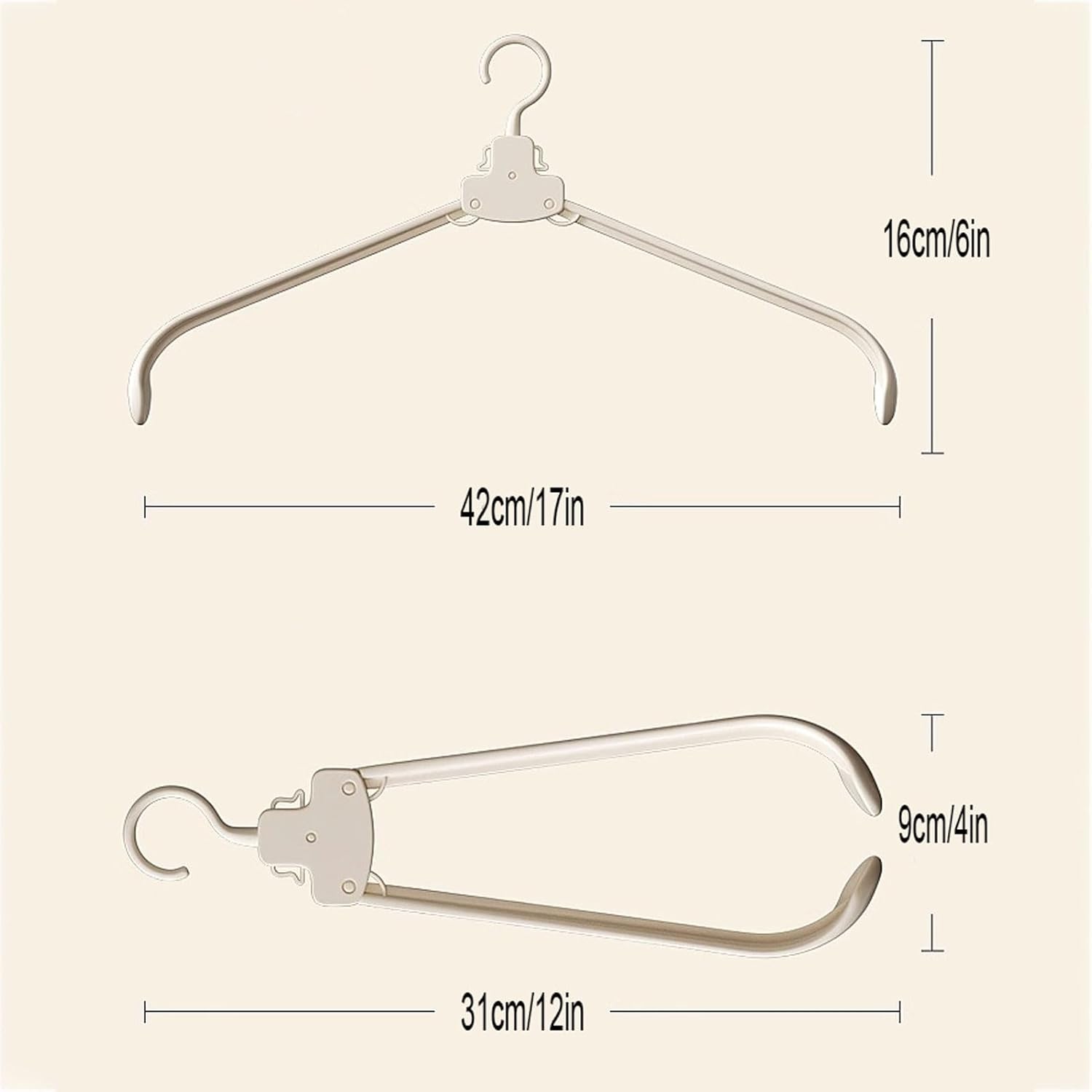 Foldable Hangers with, Non-Slip Wide Shoulder, Space-Saving for Travel & Home Storage, for Suits, Blouses, Coats (B 10 Pieces)