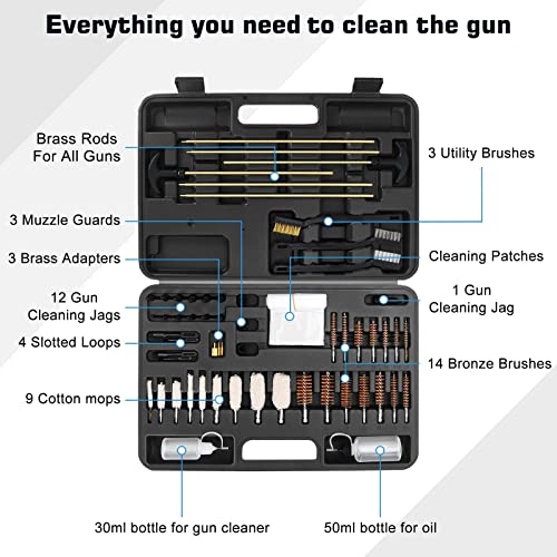 Flyego Universal Gun Cleaning Kit, Shotgun Rifle Airsoft Pistol Cleaning Kit For All Calibers With Portable Carrying Case And Cleaning Cloth (Black) #TOP5